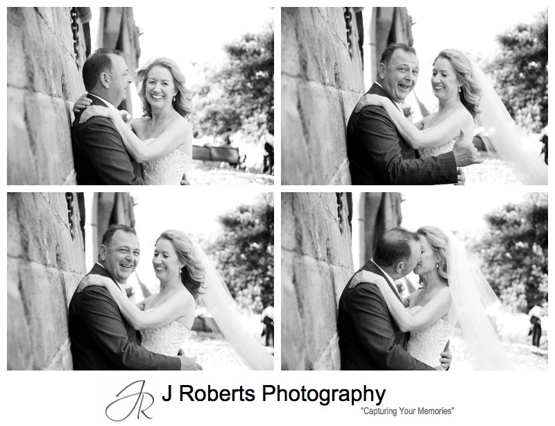 B&W portraits of just married couple - wedding photography sydney
